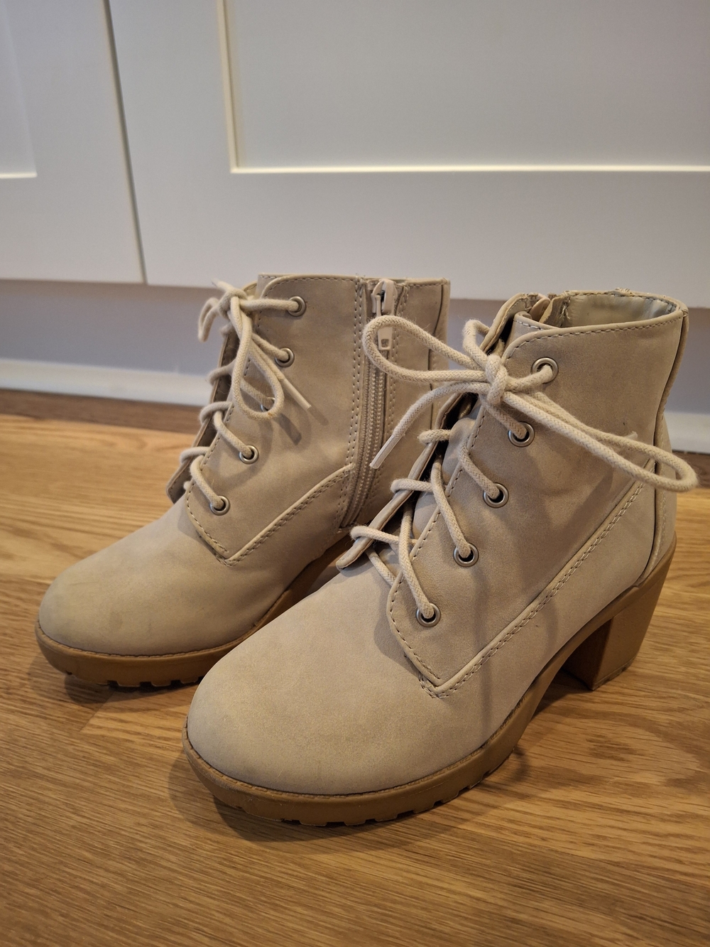 Toddler Girl Taupe Lace-Up Ankle Boots